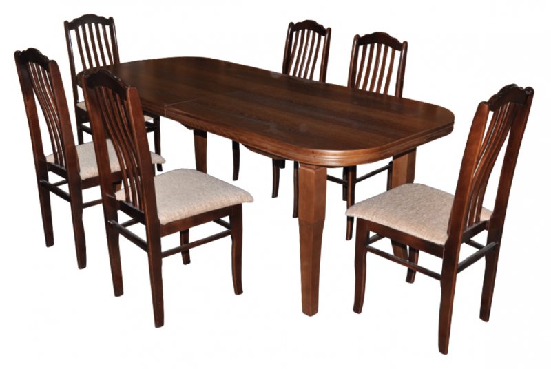 Stół IV owal + 6 krzeseł listwa