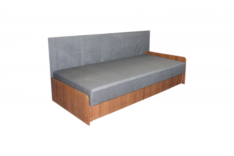 Tapczan 90-tka z oparciem tapicerowanym